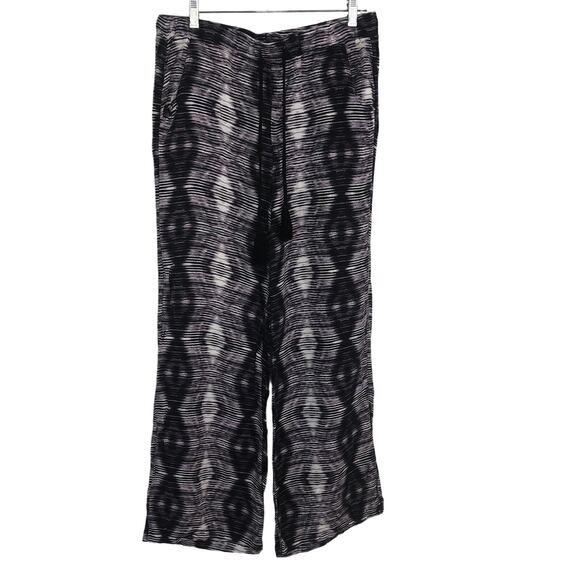 Democracy Pants - Democracy Casual Wide Leg Soft Pants Geometric Motif Drawstring Waist Size Large